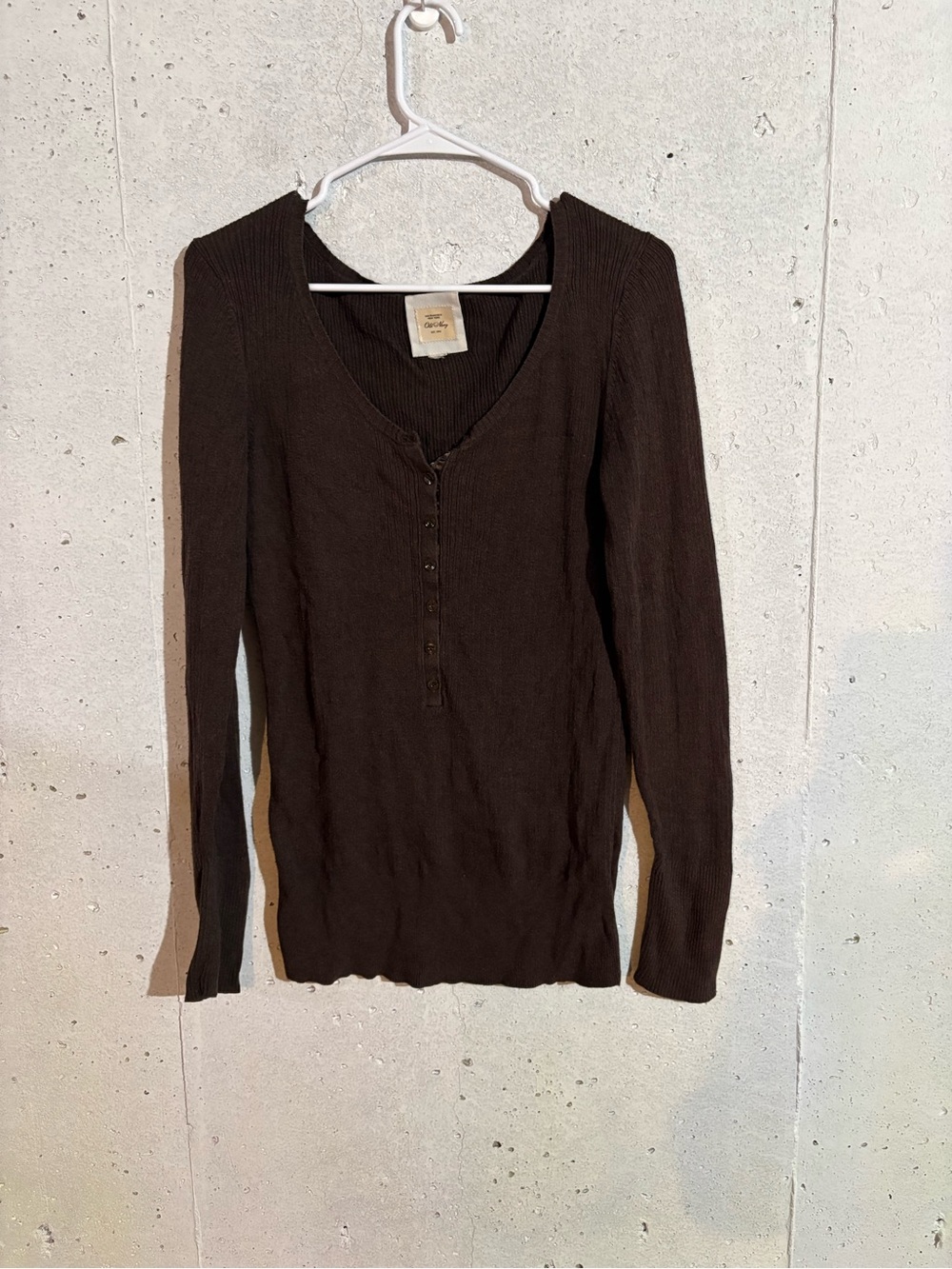 Vintage Style Old Navy Ribbed Henley Long Sleeve Top | Size: Medium